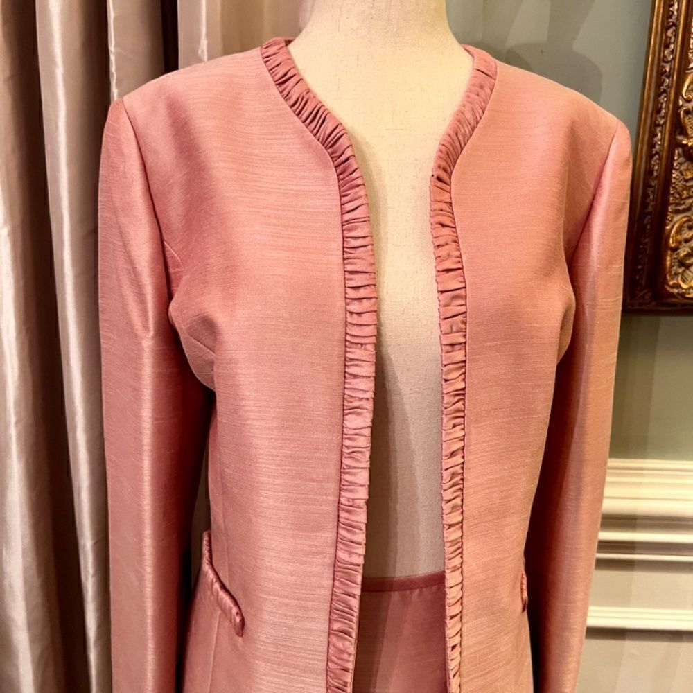 NWOT Kasper 3-Piece Skirt & Jacket & Top Suit Dusty Rose Pink Shantung Size 10 - Picture 5 of 8